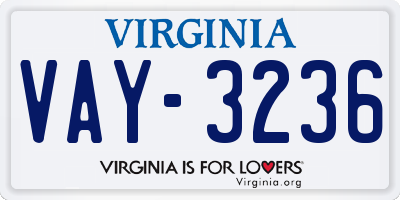 VA license plate VAY3236