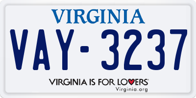 VA license plate VAY3237