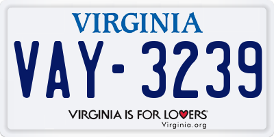VA license plate VAY3239