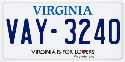 VA license plate VAY3240