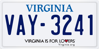 VA license plate VAY3241