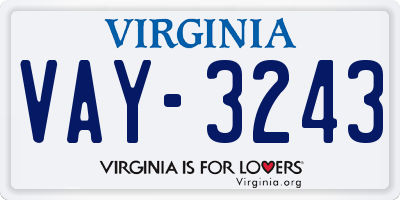 VA license plate VAY3243