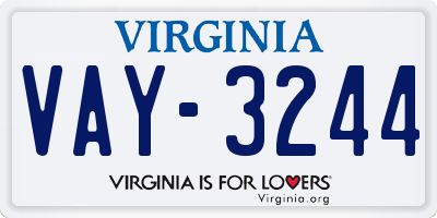 VA license plate VAY3244