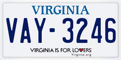VA license plate VAY3246