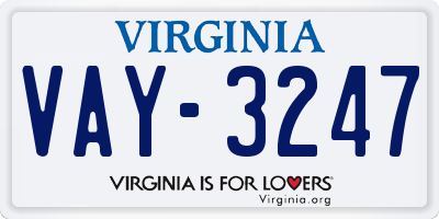VA license plate VAY3247