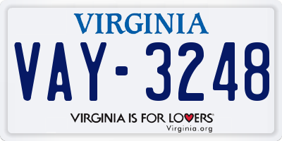 VA license plate VAY3248