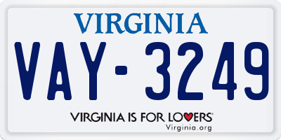 VA license plate VAY3249