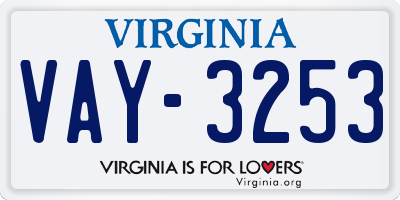 VA license plate VAY3253
