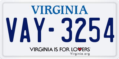 VA license plate VAY3254