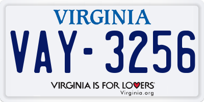 VA license plate VAY3256