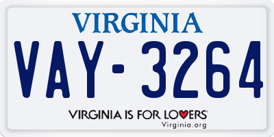 VA license plate VAY3264