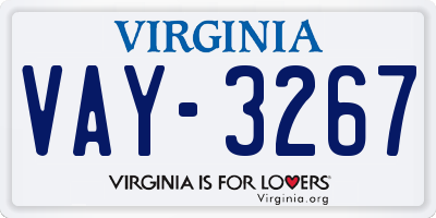 VA license plate VAY3267