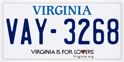 VA license plate VAY3268