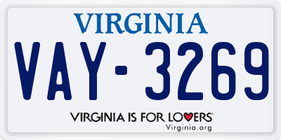 VA license plate VAY3269