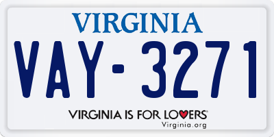 VA license plate VAY3271