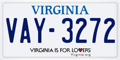 VA license plate VAY3272
