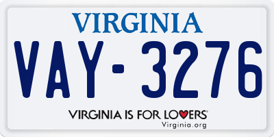 VA license plate VAY3276