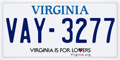 VA license plate VAY3277