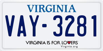 VA license plate VAY3281