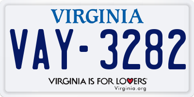 VA license plate VAY3282