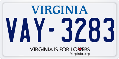 VA license plate VAY3283