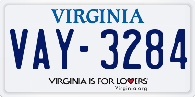 VA license plate VAY3284