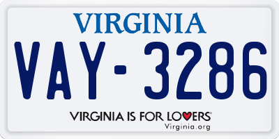 VA license plate VAY3286