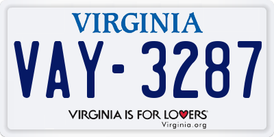 VA license plate VAY3287
