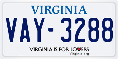 VA license plate VAY3288