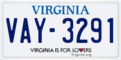 VA license plate VAY3291
