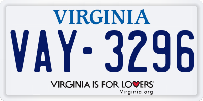 VA license plate VAY3296