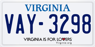 VA license plate VAY3298