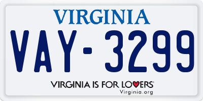 VA license plate VAY3299