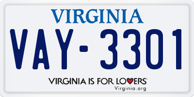 VA license plate VAY3301