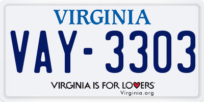VA license plate VAY3303