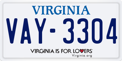 VA license plate VAY3304