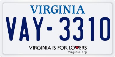 VA license plate VAY3310