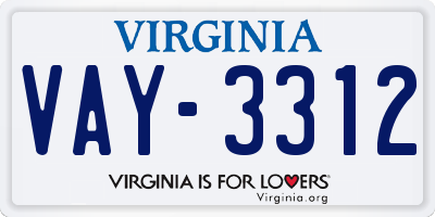 VA license plate VAY3312