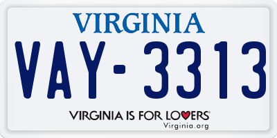 VA license plate VAY3313