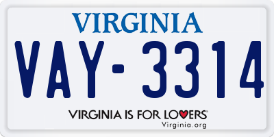 VA license plate VAY3314