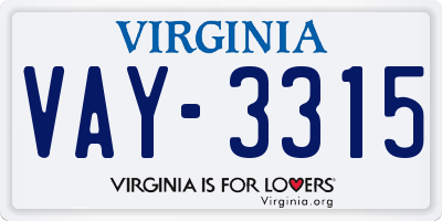 VA license plate VAY3315