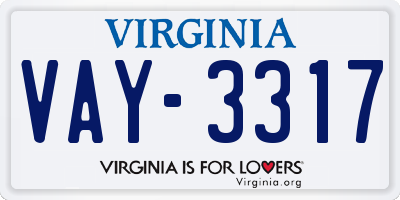 VA license plate VAY3317