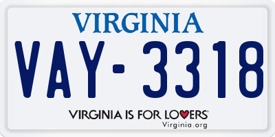 VA license plate VAY3318