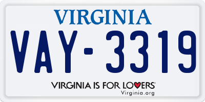 VA license plate VAY3319