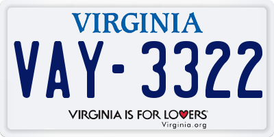 VA license plate VAY3322