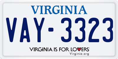 VA license plate VAY3323