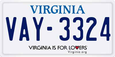VA license plate VAY3324