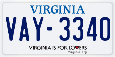 VA license plate VAY3340