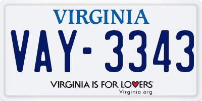 VA license plate VAY3343