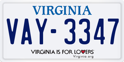 VA license plate VAY3347